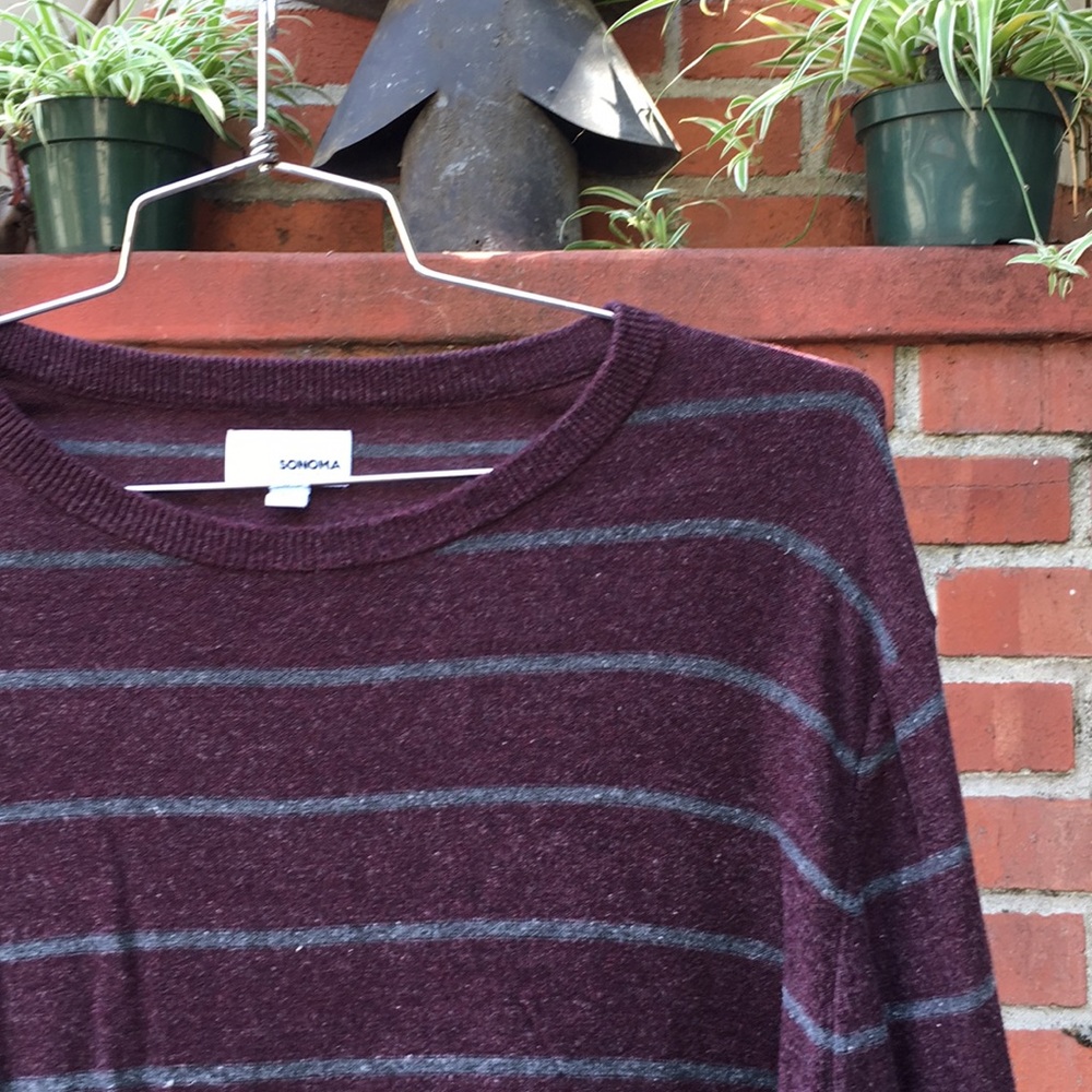 Raisin Striped Cotton Light Sweater by Sonoma